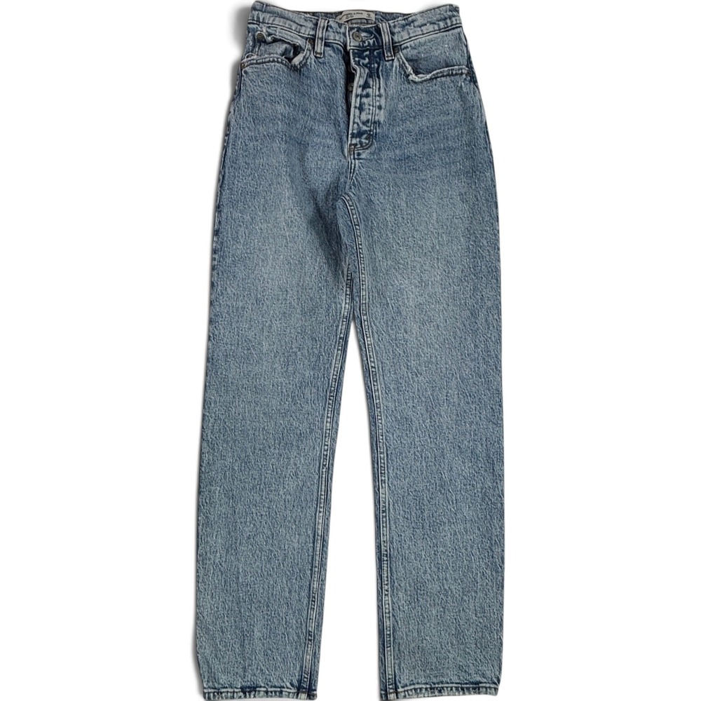 Abercrombie & Fitch The Dad High Rise Acid Wash Straight Leg Jeans Size 25/0R